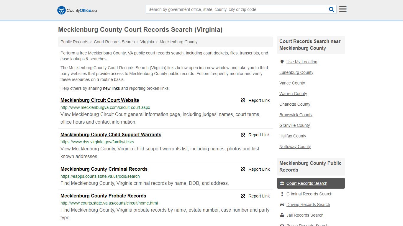 Mecklenburg County Court Records Search (Virginia) - County Office